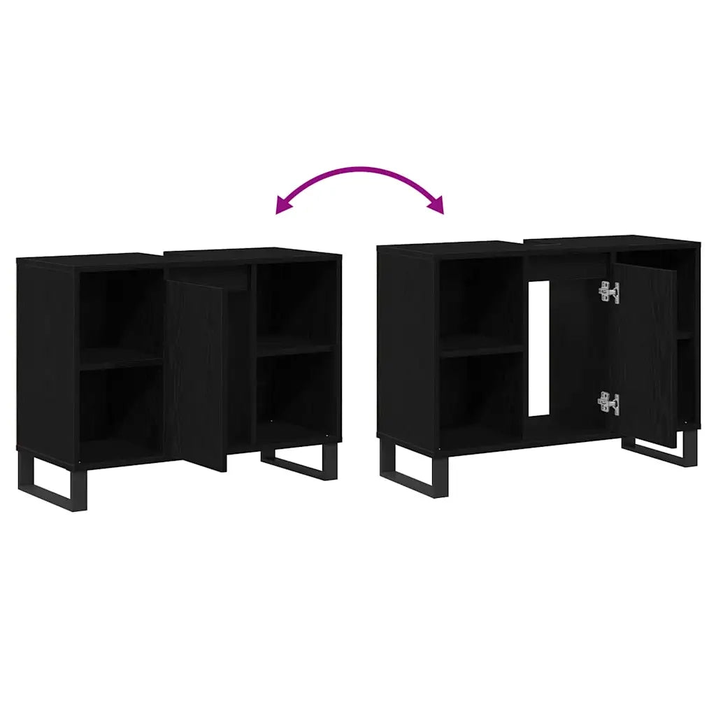 Mobile da Bagno Nero 80 x 33 x 60 cm Legno multistrato 873900