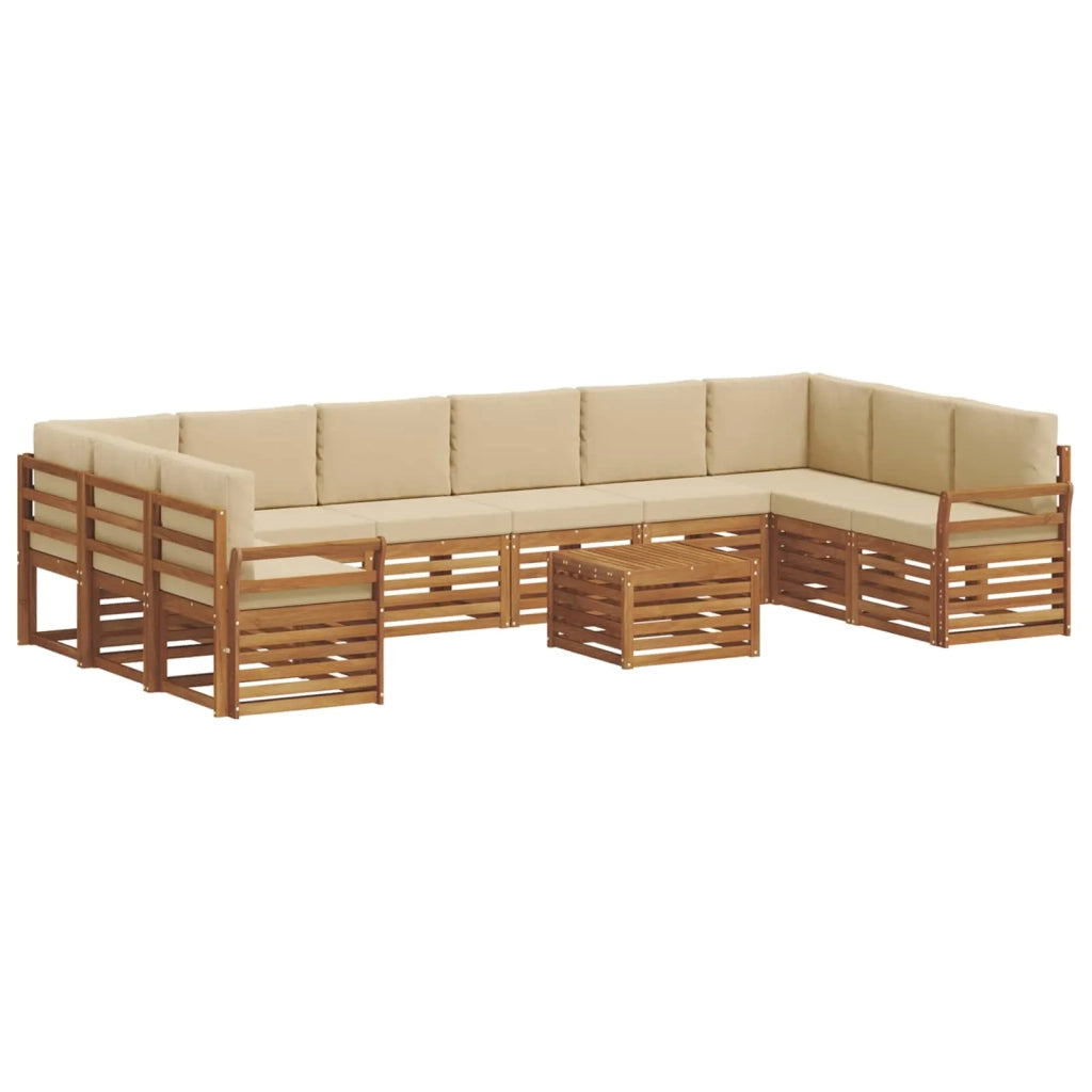 Set di divani da esterno 11 pz Naturale e Beige 3375603