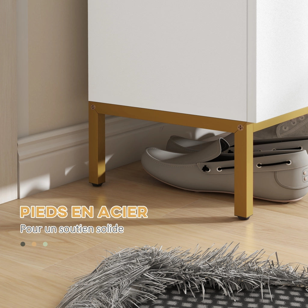 Scarpiera moderna con ante a chiusura morbida e ripiani regolabili ¨C Zephmum ¨C Bianco 80x30x100
