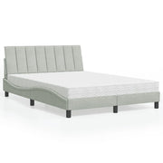 Letto con Materasso Hanko Grigio Chiaro 140x190 cm in Velluto
