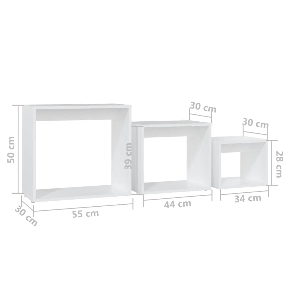 Tavolini Impilabili 3 pz Bianchi in Legno Multistrato cod mxl 15406