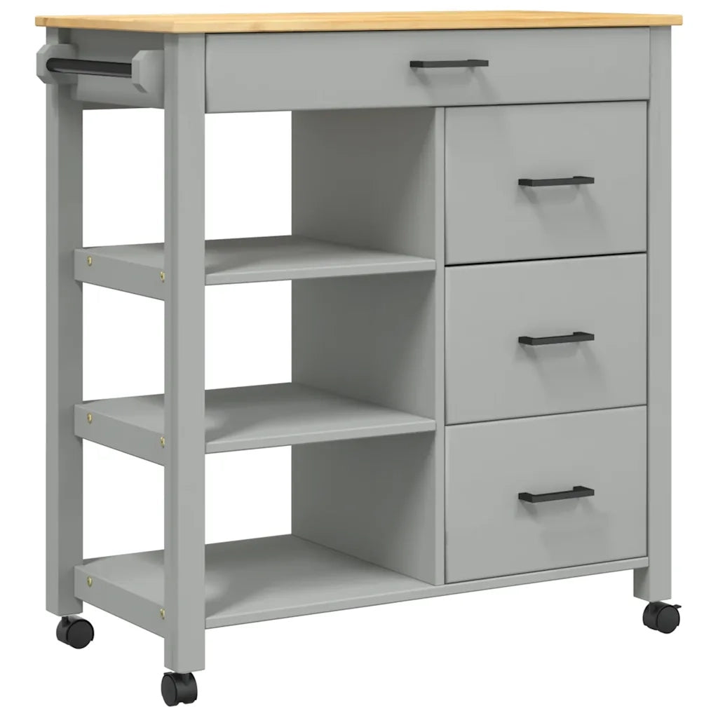 Carrello da Cucina MONZA 84x40x88,5 cm in Legno Massello di Pino 376113