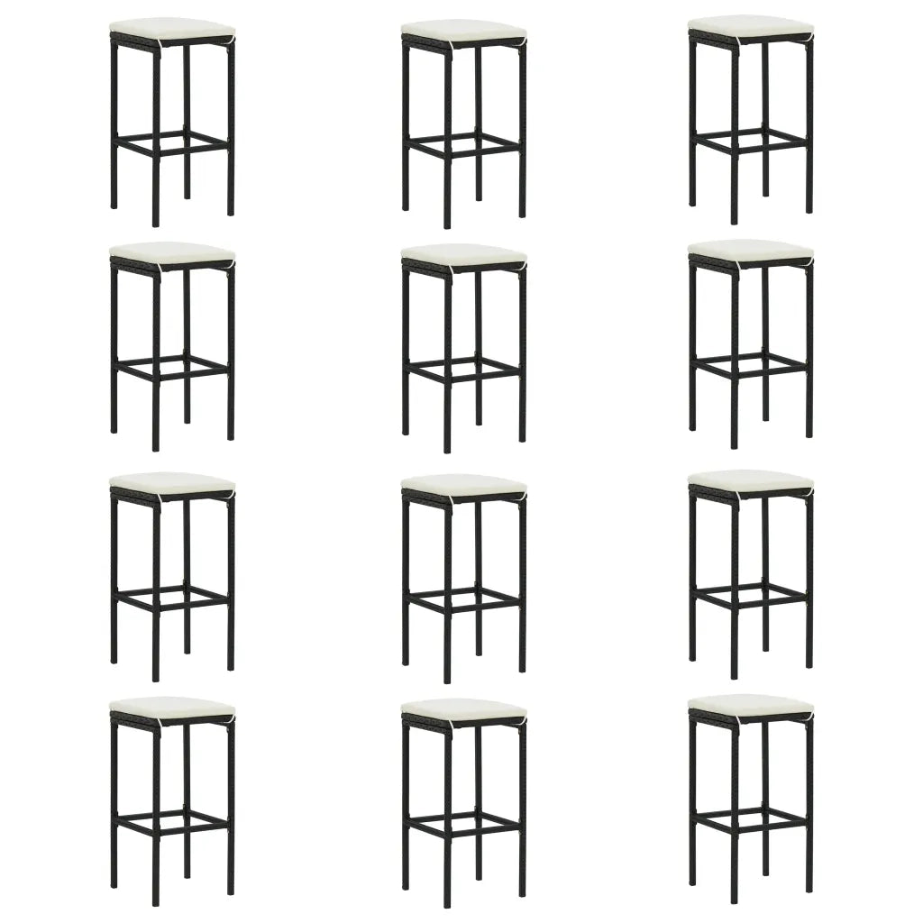 Set Bar da Giardino 16 pz con Cuscini in Polyrattan Nero 3064929