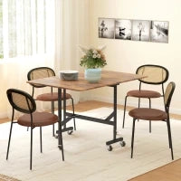 Tavolo da cucina pieghevole tavolo da pranzo pieghevole con 2 abbattibili 6 ruote per 4-6 persone 120 x 80 x 73 cm, marrone rustico