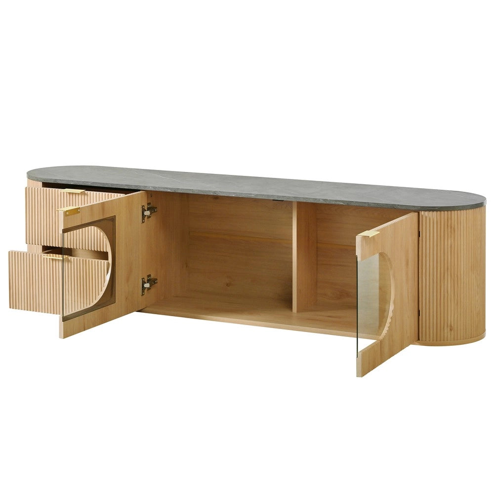 Mobile TV in Legno con Vetro e Ante ¨C Xylo ¨C Grigio, Design Moderno