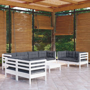Set Salotto Giardino con Cuscini 9 pz in Legno Massello di Pino