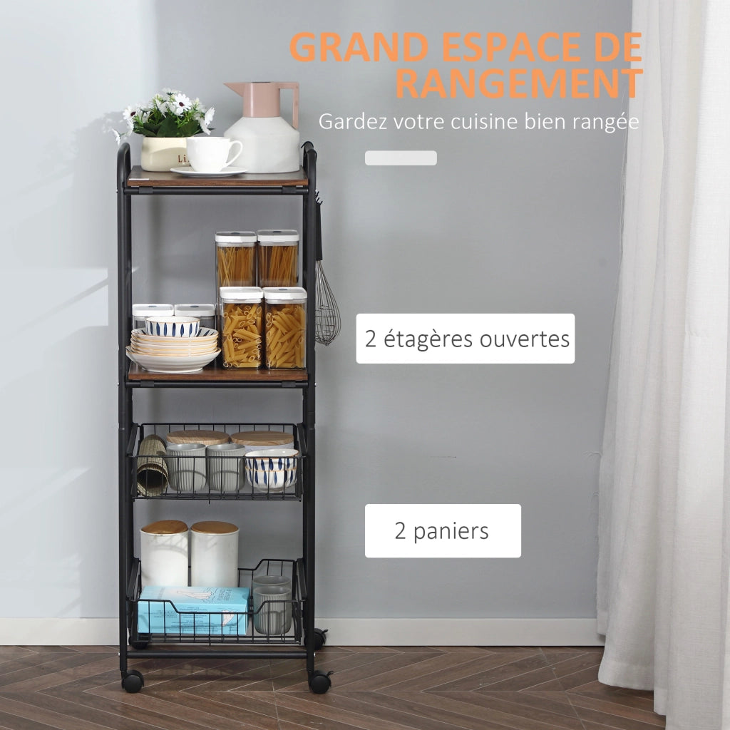 Tavolino multistrato con ruote ¨C zephmum ¨C 40x38x111 cm noce