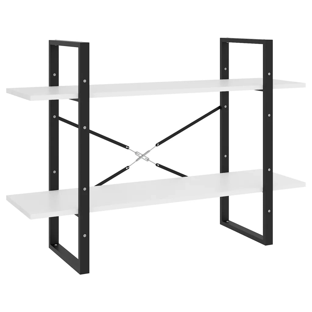 Libreria a 2 Ripiani-Scaffale per Libri-Mobile di Stoccaggio Bianca 100x30x70 cm in Legno Multistrato