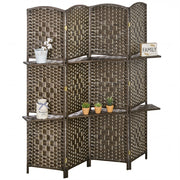 Paravento 4 pannelli con 2 ripiani ¨C zephmum ¨C 160x170 cm, legno, pieghevole