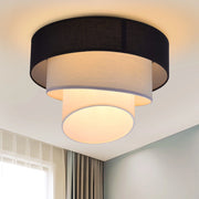 ZMH Lampada da soffitto plafoniera LED moderna 40cm paralume tessuto nero E27 per soggiorno corridoio