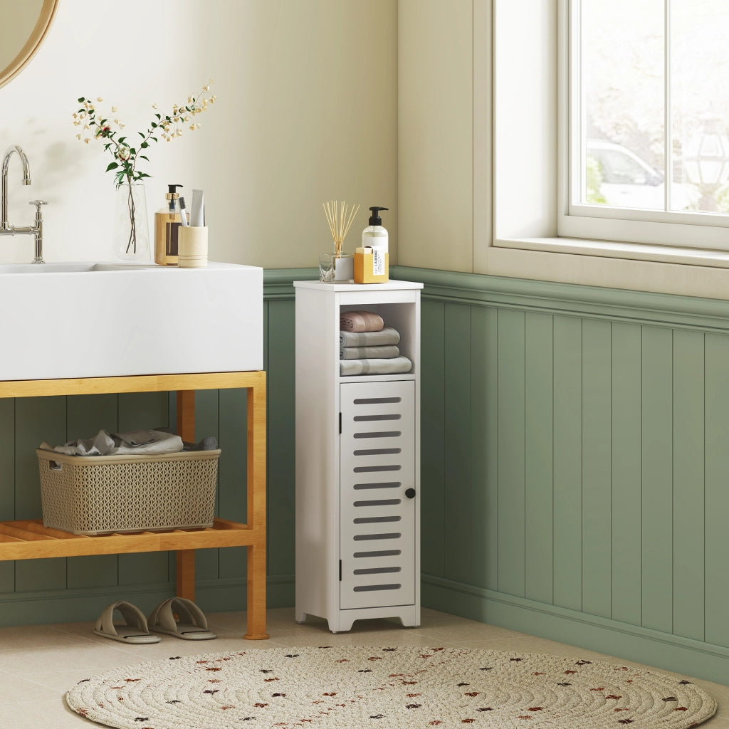 Mobile bagno 4 ripiani ¨C Xylo ¨C bianco legno 22x20x75cm con anta persiana