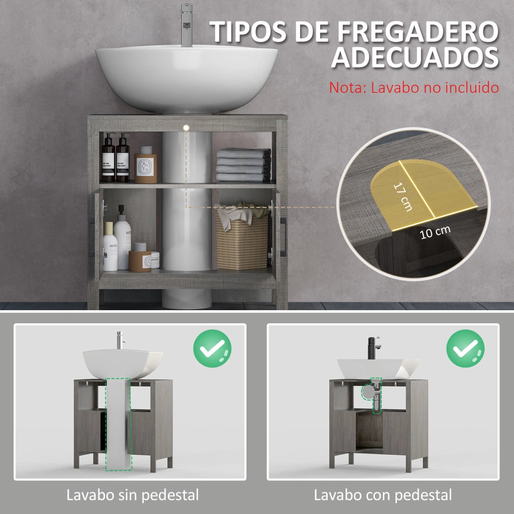Armadietto Sottolavabo per Bagno Moderno ¨C zephmum ¨C Grigio 60x30x60 cm