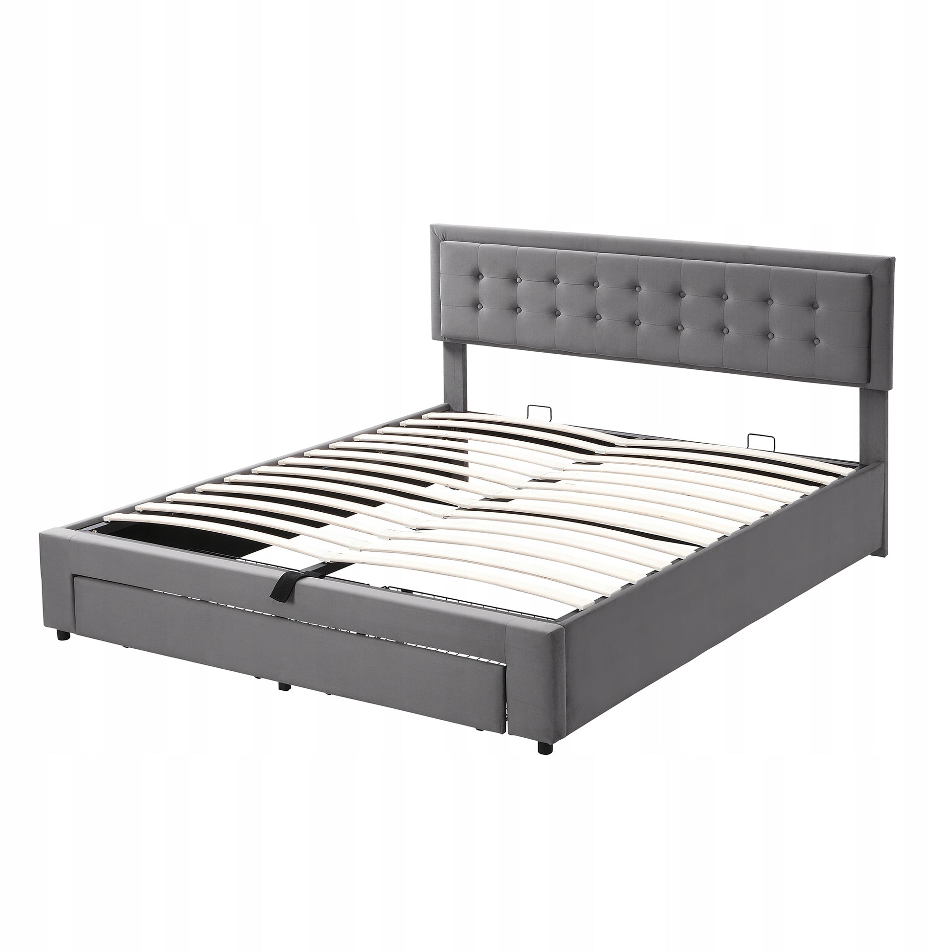 Letto imbottito 180x200 Grigio con cassetti - Xylo
