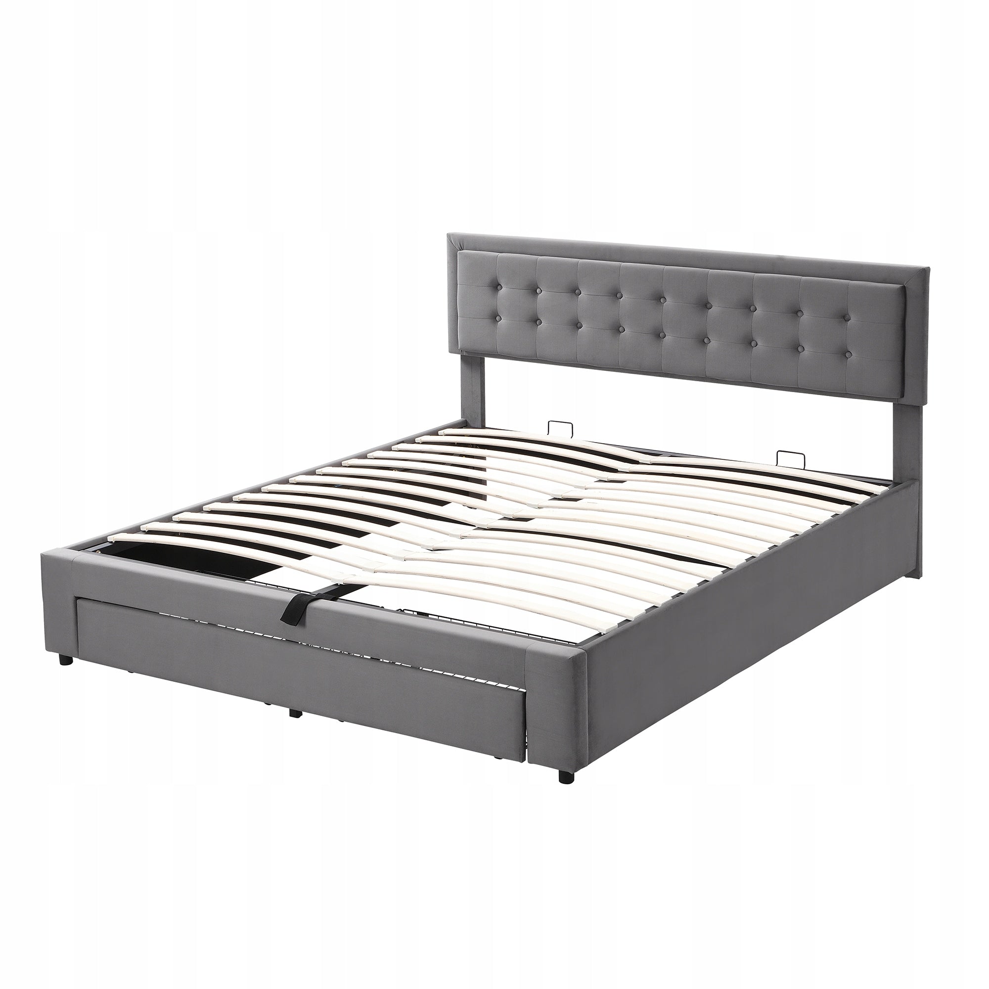 Letto imbottito 180x200 Grigio con cassetti - Xylo