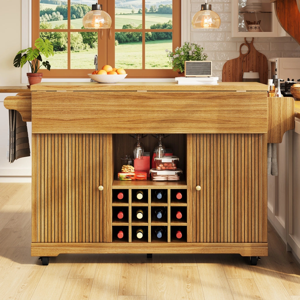 Carrello da cucina con vani aperti; ripiani regolabili e sponde abbattibili; per cucina e sala da pranzo; 142.5 × 80 × 95 cm