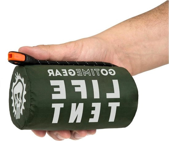 Tenda di Sopravvivenza per 2 Persone - Verde - Kit di Sopravvivenza e Kit di Emergenza con Fischietto