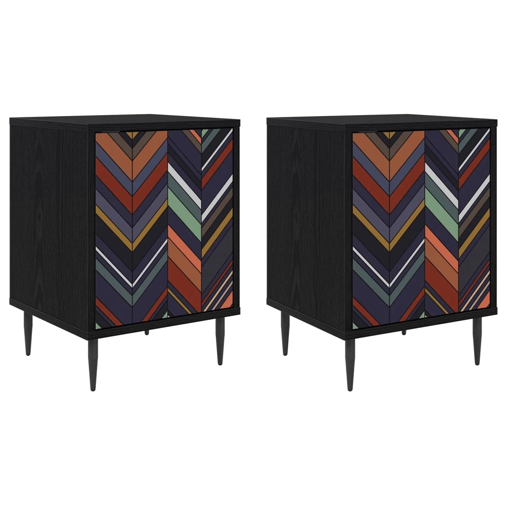 Armadio da Notte OMMEN 2 pz Rovere Nero 36 x 33 x 51 cm 8007250