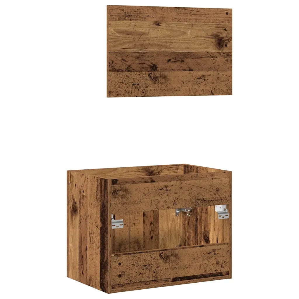 Set Mobili da Bagno 2 pz Legno Antico in Legno Multistrato 862039
