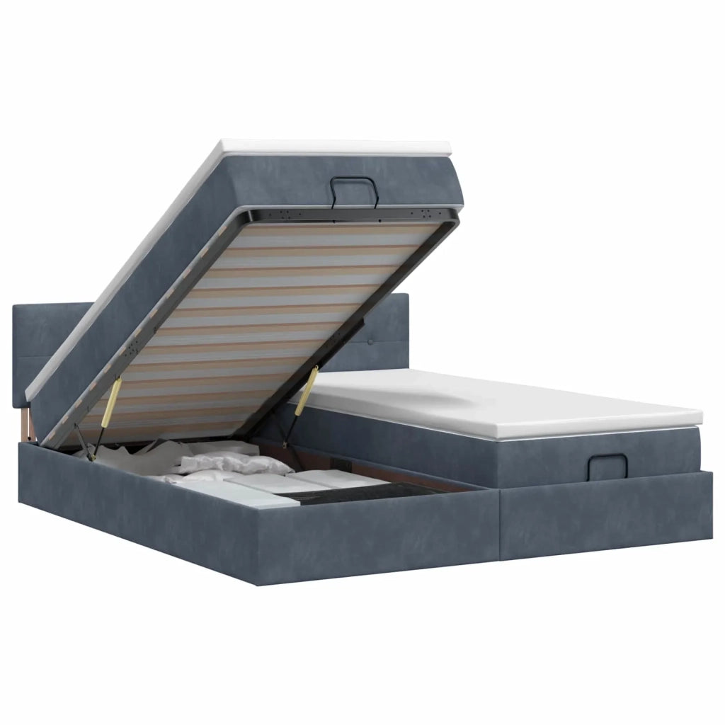 Letto ottomano con materasso 2 pz Grigio Scuro Velluto 3456757