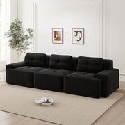 Divano Modulare Angolare 3 Posti ¨C MINIMAL ¨C Velluto a Coste, Nero, Tiefsitz