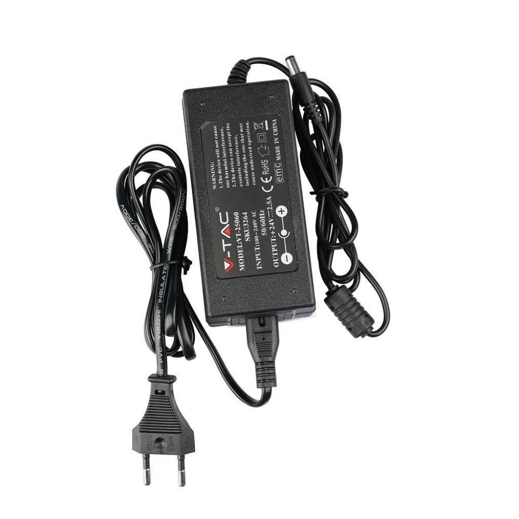 Alimentatore LED Power Supply - 60W 24V 2.5A IP44 Plastic - V-TAC