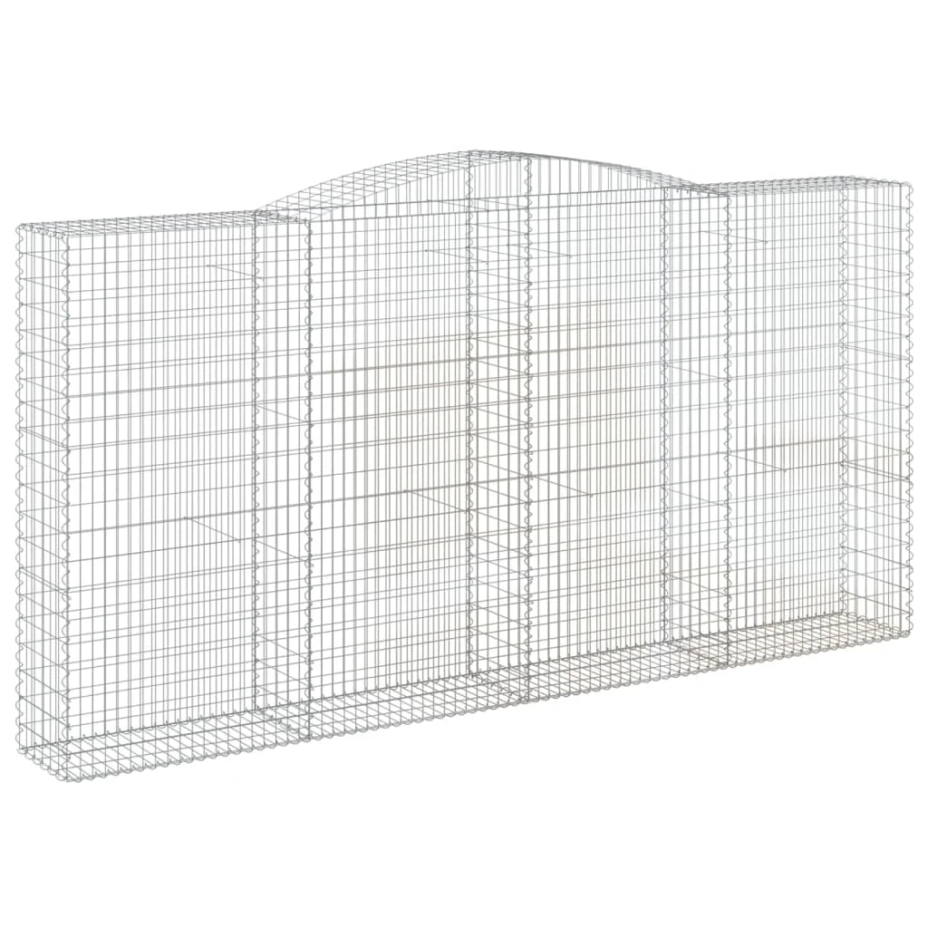 Cesto gabbione recinzione a gabbia muro di contenimento ad arco 400 x 50 x 200/220 cm ferro zincato argento 02_0040095