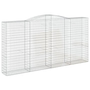 Cesto gabbione recinzione a gabbia muro di contenimento ad arco 400 x 50 x 200/220 cm ferro zincato argento 02_0040095