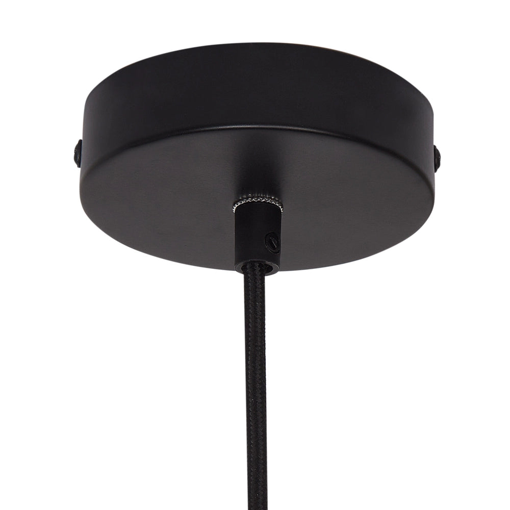 Lampadario in rattan naturale Paralume in ferro nero Base Boho Lightning Luce a sospensione Soggiorno Camera da letto Corridoio
