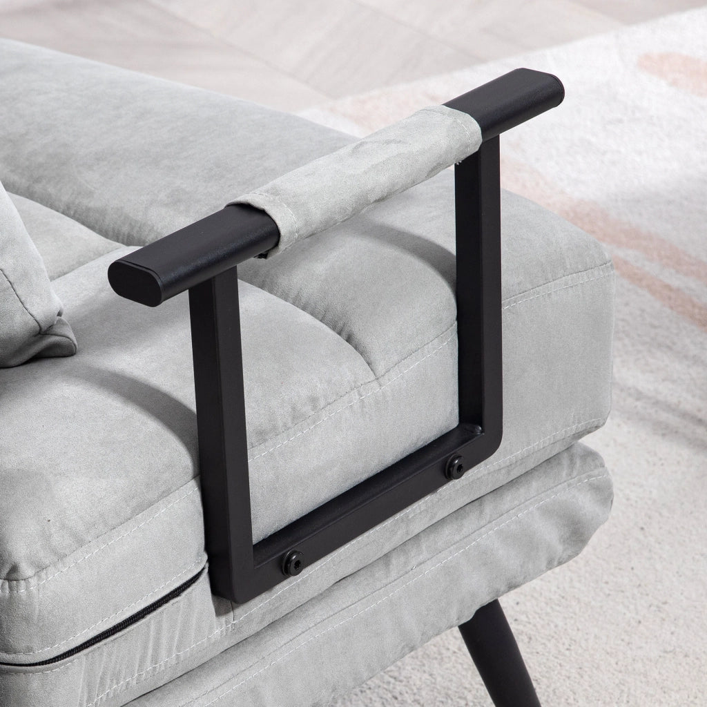 Poltrona letto imbottita ¨C zephmum ¨C grigio tessuto velluto 90x200 cm