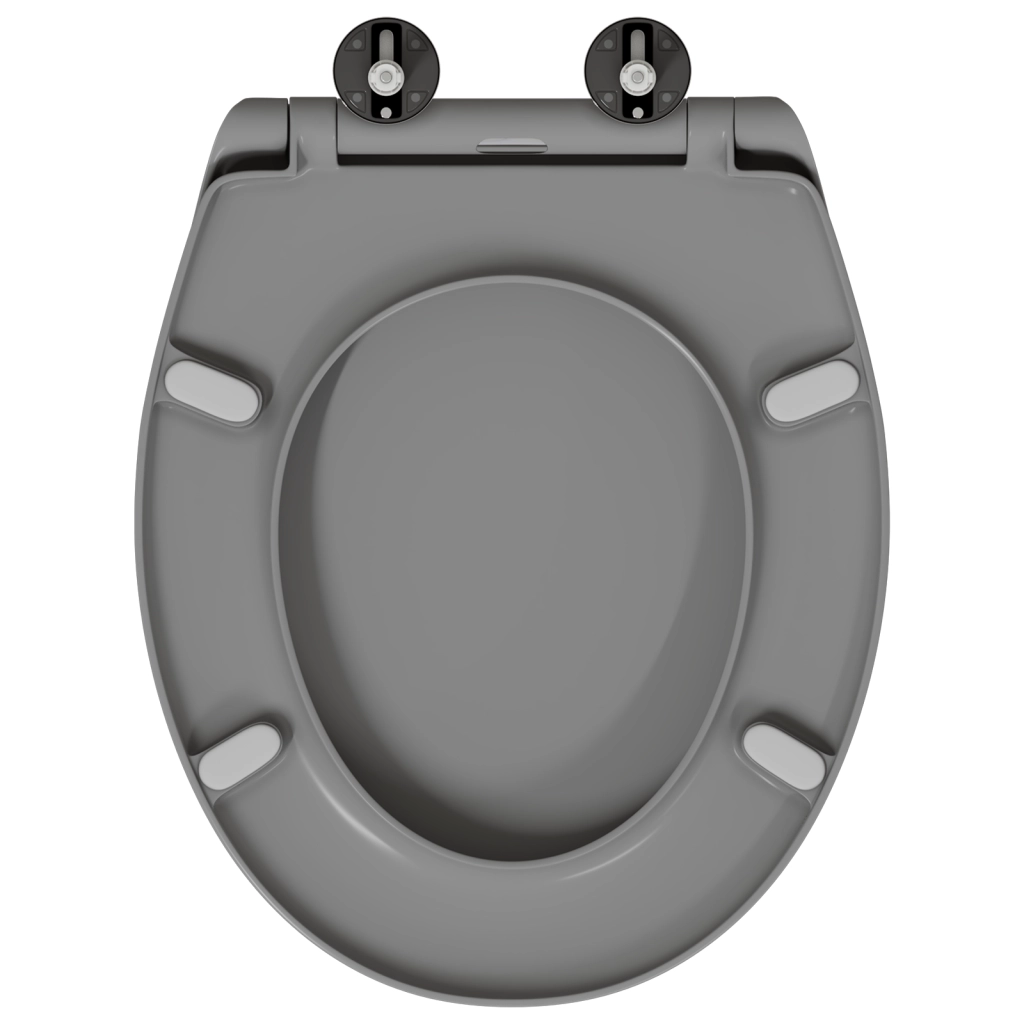 Sedile per WC a rilascio rapido con chiusura morbida in Duroplast Grigio