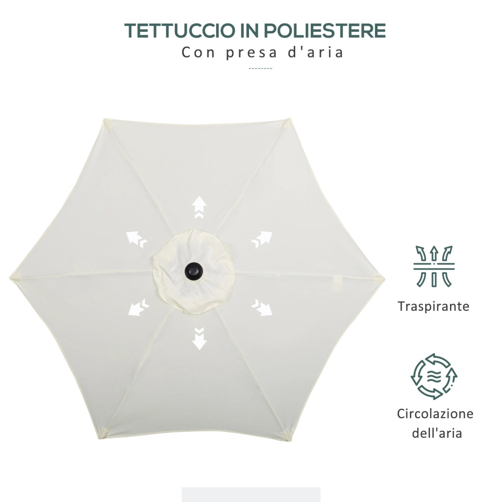 Ombrellone da Giardino Rotondo 2x2m ¨C zephmum ¨C Beige, Alluminio