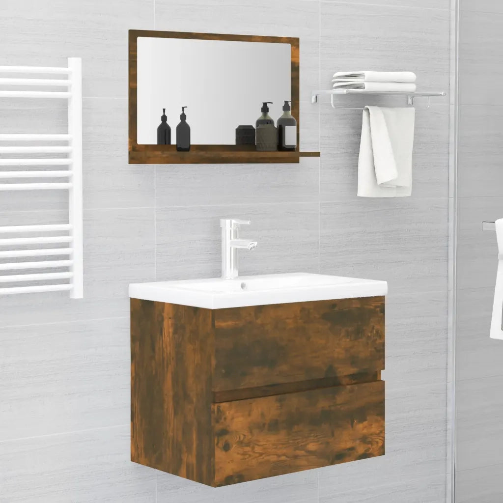 Specchio da Bagno Rovere Fumo 60x10,5x37cm in Legno Multistrato 815636