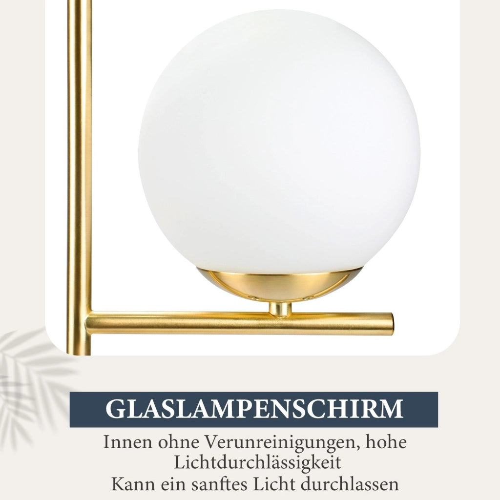 ZMH Lampada da tavolo vetro bianco moderna base industriale E27 interruttore per soggiorno camera letto
