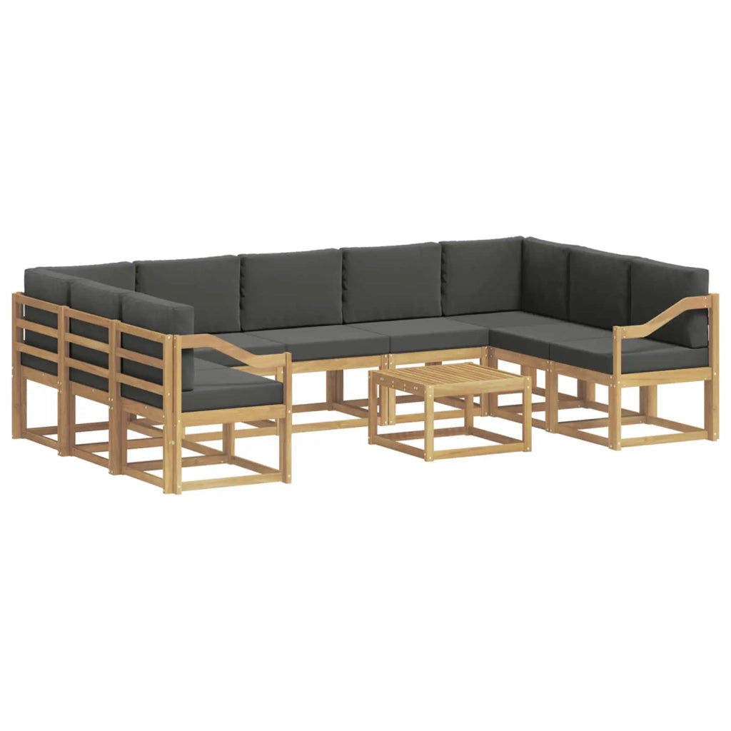 Set di divani da esterno 10 pz Bianco e Antracite Poliestere 3388271