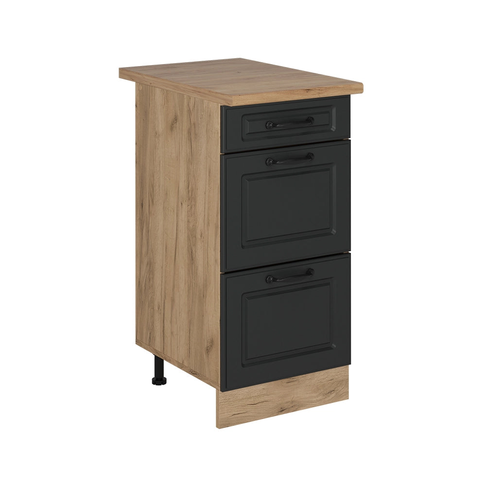 Vicco Mobiletto base per cucina Antracite casa di campagna 40 cm con cassetti, PL Rovere