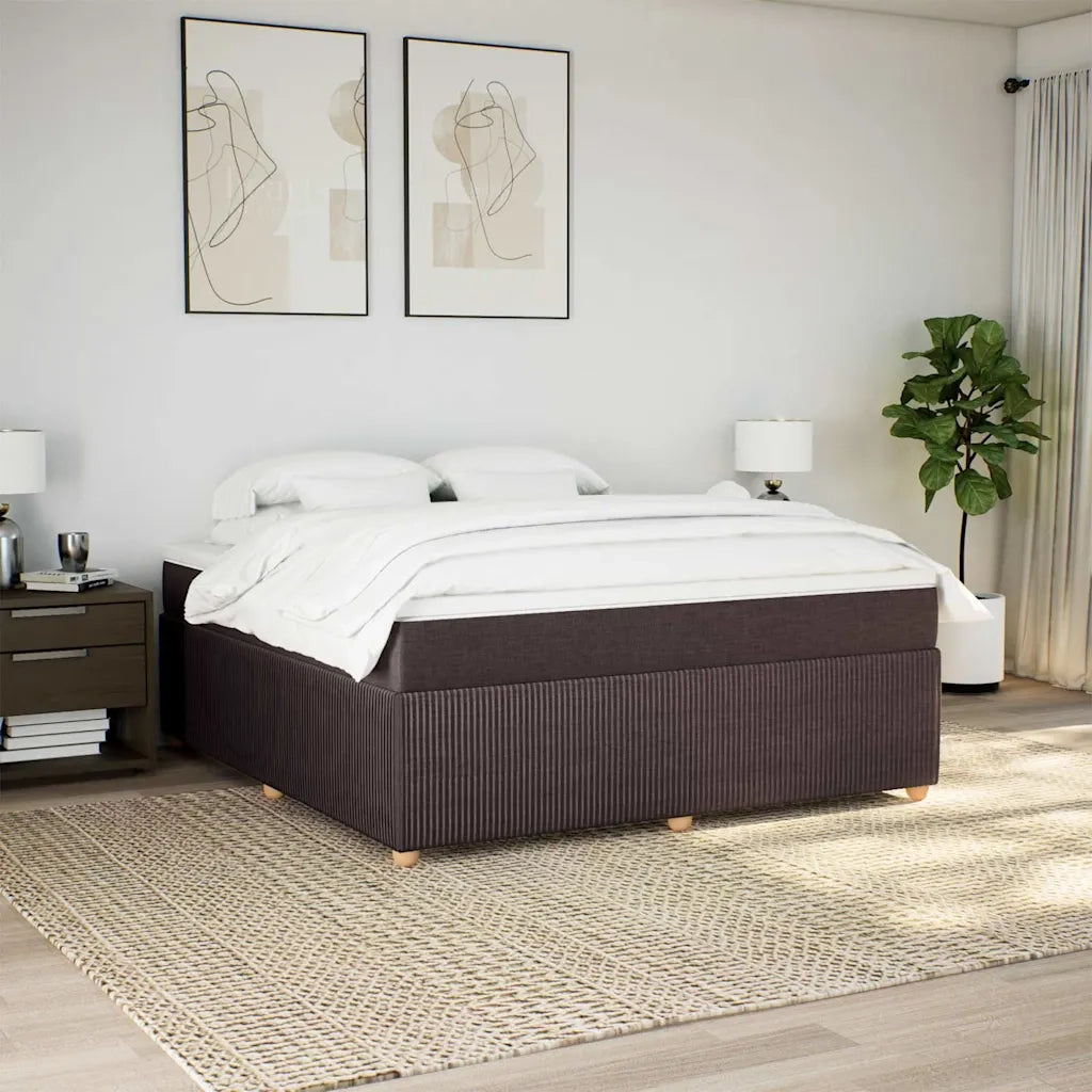 Giroletto a Molle con Materasso Marrone Scuro 180x200cm Tessuto