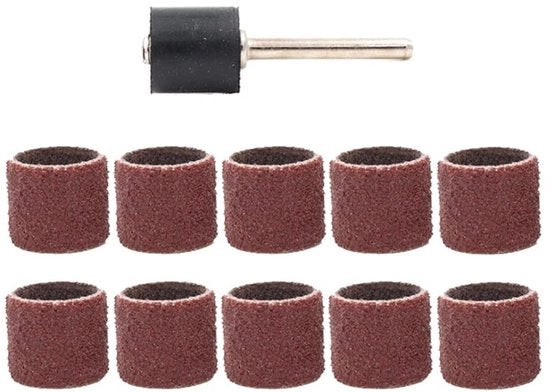 Set di abrasivi a 100 Grit - 12,7 mm - Set di 11 pezzi - Materiale resistente e duraturo - Grana uniforme - Set di abrasivi