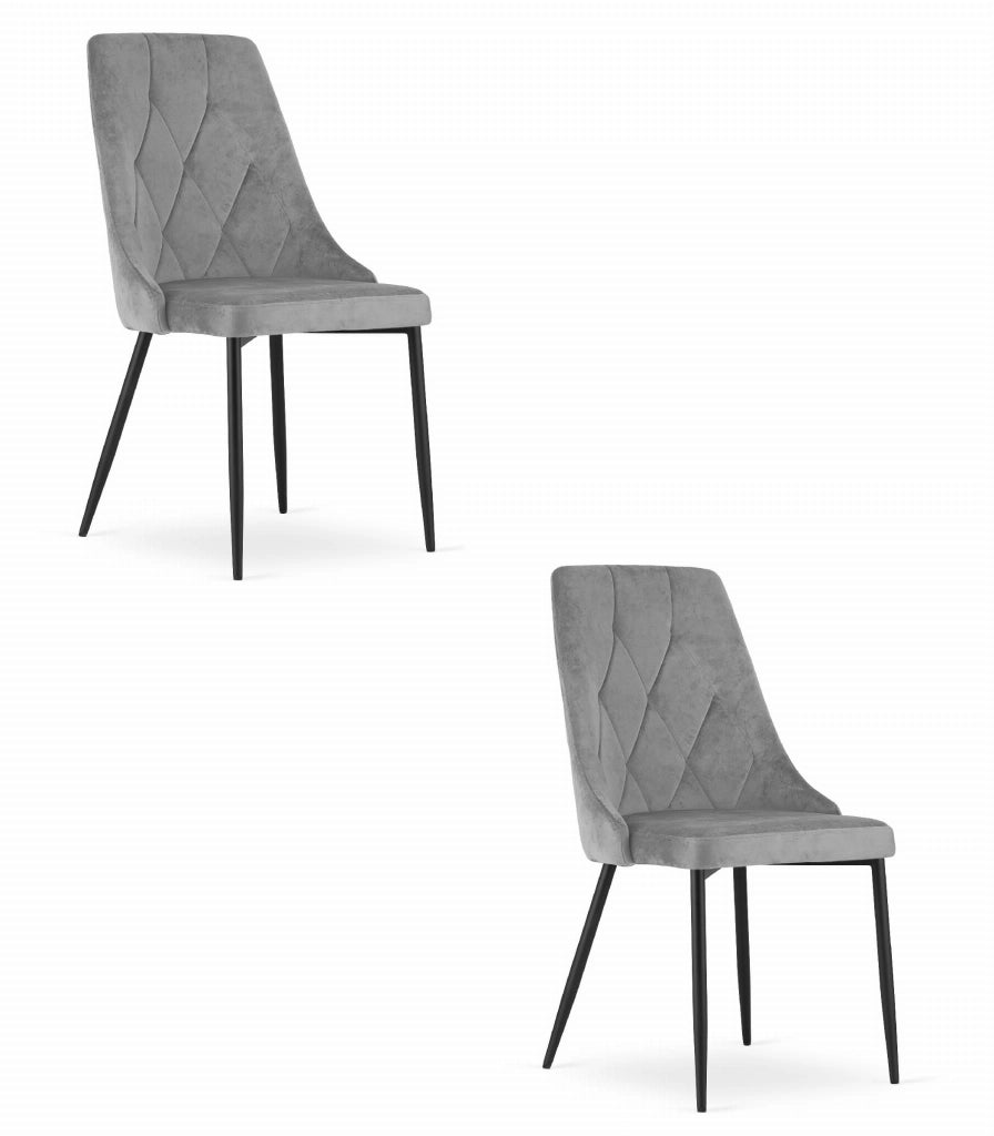 Sedia VALORA IMOLA - Design ergonomico moderno in velluto grigio chiaro x 2