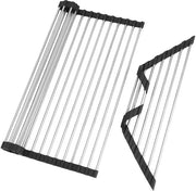 Afdruiprek per Sanitario, 43 x 35 cm + Afdruiprek per Sanitario a Triangolare pieghevole, Afdruiprek per Sanitario per il piegamento di 18 tubi, in acciaio inossidabile, per bicchieri, frutta, verdure