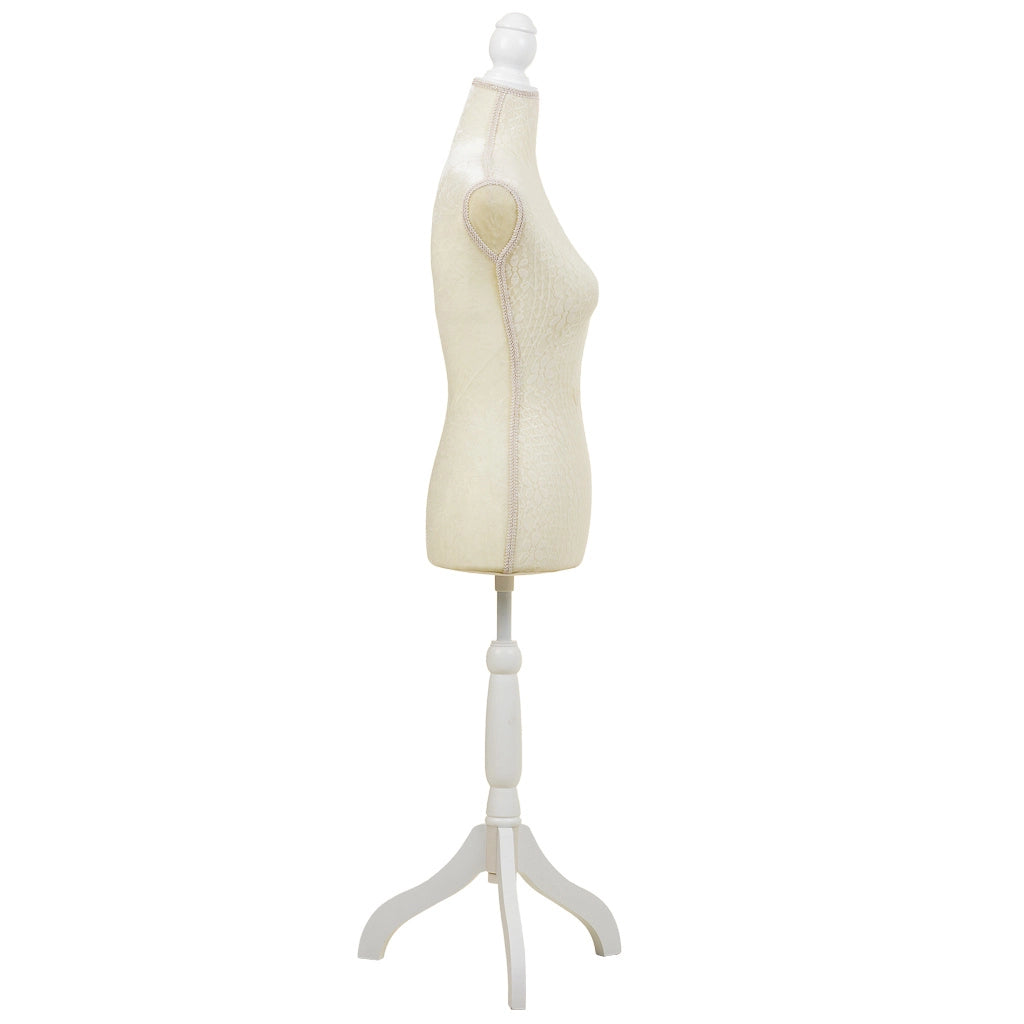 Manichino in legno e schiuma rivestito in tessuto beige 24x37,5x168h