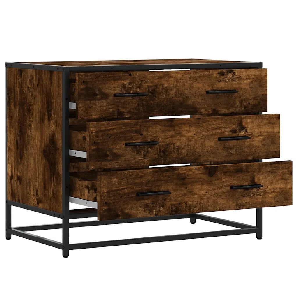 Cassettiera Rovere Fumo 70x41x56 cm in Legno Multistrato 849076