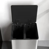 Bidone Immondizia a 2 Sezioni da 20L a Pedale con Coperchio Silenzioso, in Acciaio Inox e PP, 41.8x36.7x58 cm