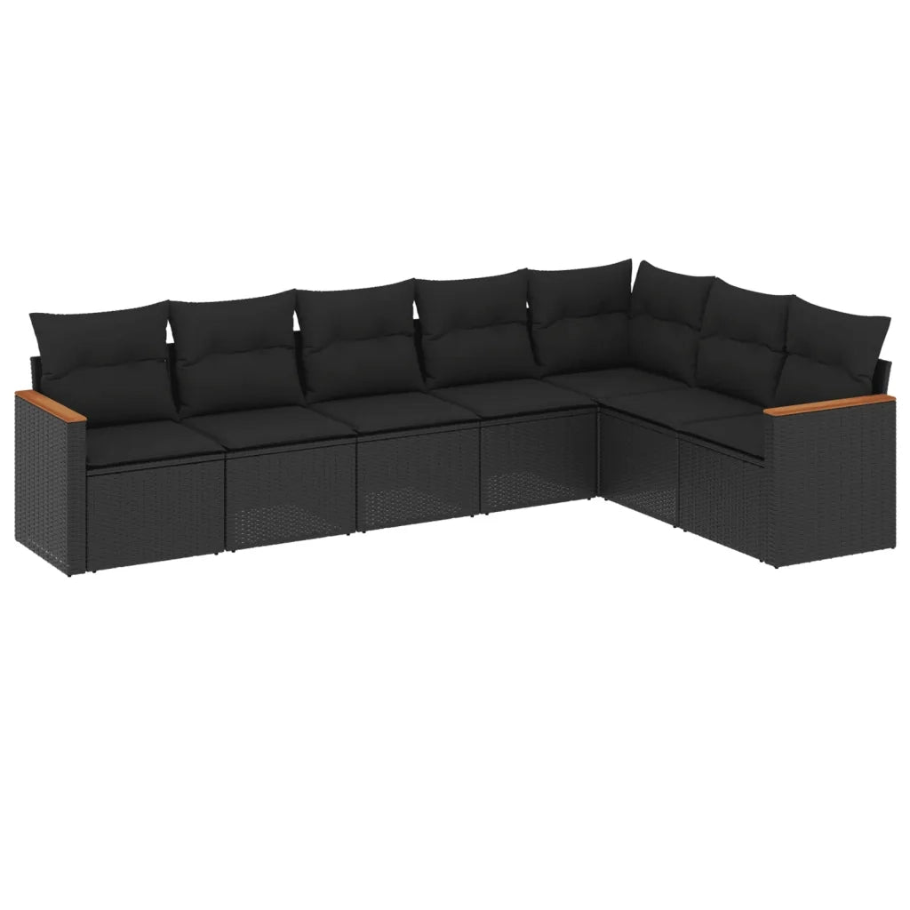 Set Divani da Giardino con Cuscini 7pz Nero Polyrattancod mxl 113058