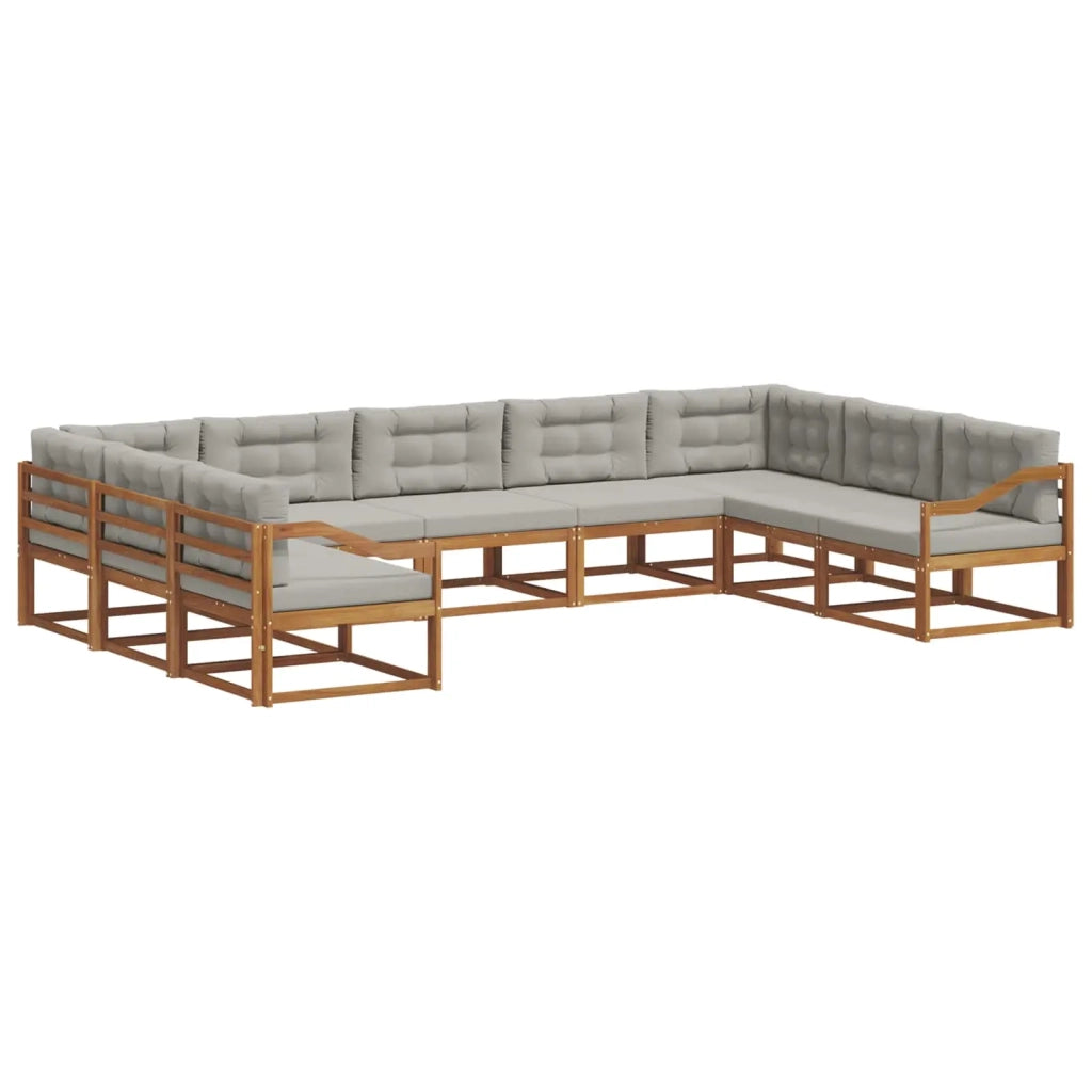Set di divani da esterno 9 pcs Grigio Naturale e Chiaro