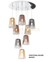 SOSPENSIONE BIANCO TONDA 8 LUCI (3 AM+3 RA+2 CR) 1164BI-S8 T-MC