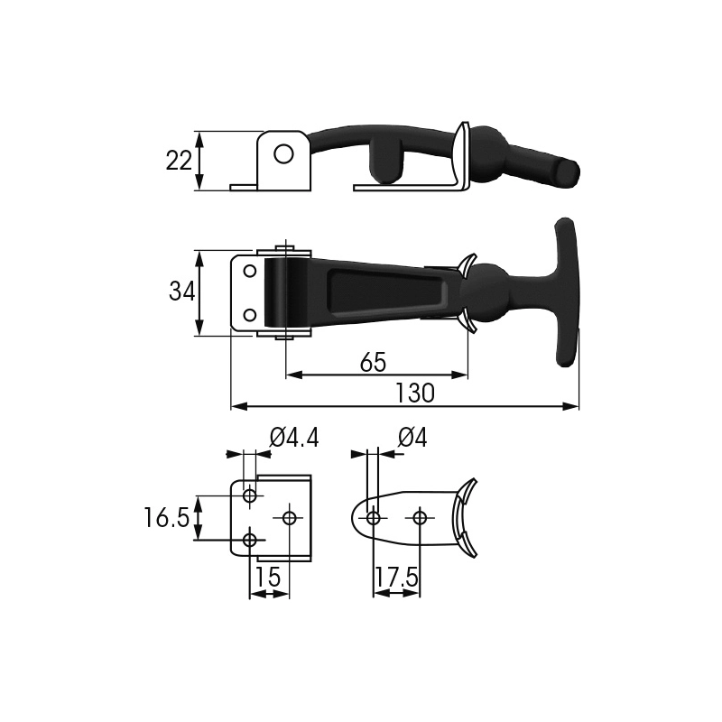 MANIGLIA DI CHIUSURA T-BAR" CF. 2PZ