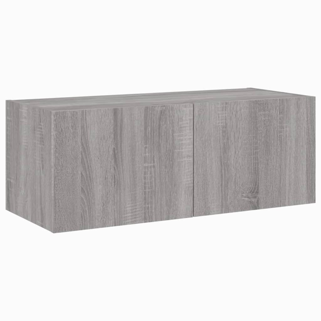 Mobile TV multimediale mensola TV credenza mobile TV sala da pranzo soggiorno parete attrezzata per camera da letto con luci LED Sonoma 80 x 35 x 31 cm grigio 02_0028062