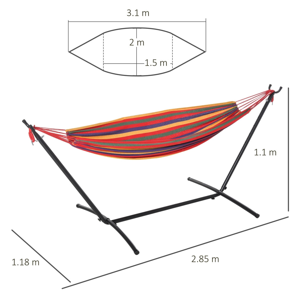 Amaca da Giardino Autoportante 285x118x110 cm in Acciaio e Cotone Multicolor