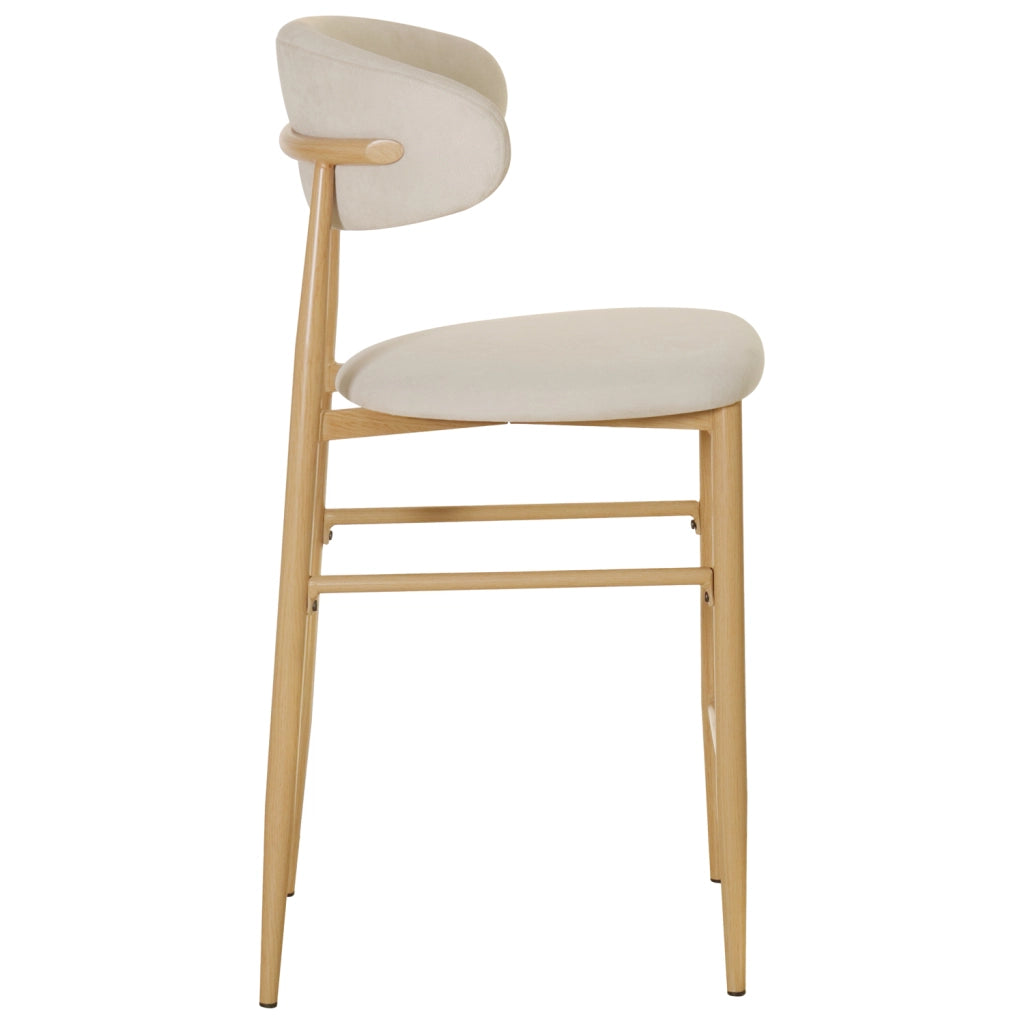 Set di 2 sgabelli da bar in metallo beige e legno chiaro SIMON