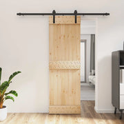Porta scorrevole Naturale e Nero 70 x 210 cm 3444911
